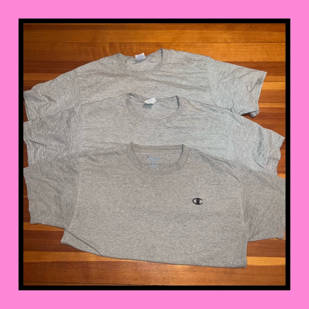 Three Gray Tee Shirt Bundle Champion, Port & Company fan favorite